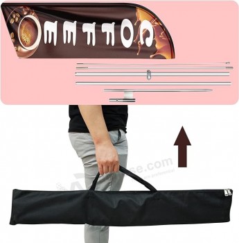 Bandiera del caffè, 11FT Windless Swooper Coffee Flag con asta in lega di alluminio / picchetto di terra in acciaio inossidabile / borsa portatile, bandiere di caffè per le aziende