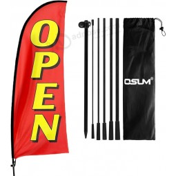 offene thematische Swooper-Flagge, 7FT offene Banner-Federflagge mit Kohlefaserstange Kit / Erdspieß, offene Schilder für Geschäftswerbung