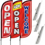 LookOurWay 5-voet hoge banner met verenvlag voor zakelijke reclame 3-pack, inclusief 3 bannervlaggen, 3 aluminium glasvezel paalsets