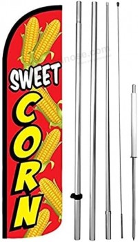 4 Less Co SWEET CORN 바람 없는 스우퍼 플래그 키트 깃털 배너 15피트 높이 대형 폴 스파이크 사인