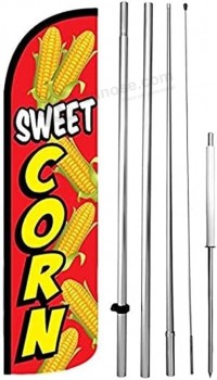 4 Less Co SWEET CORN Windless Swooper Flag Kit Feather Banner 15 ft Tall Large Pole Spike Sign