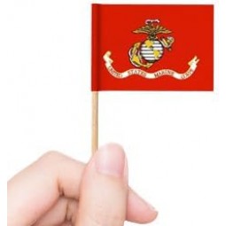 100 piezas Bandera del Cuerpo de Marines de EE. UU. Mini Pequeño Adornos de cupcakes militares de EE. UU. Banderas de palo Banderas de palillo de dientes del Cuerpo de Marines