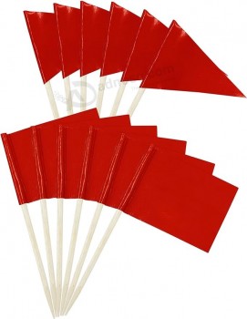 Tinta unita rosso in bianco Mini stuzzicadenti bandiere rettangolo triangolo bastone Mix e abbina colore cupcake toppers bandiere decorazione fai da te (100 pezzi)