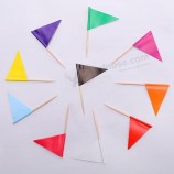Solide blanc cure-dent drapeau petit mini uni blanc rouge jaune vert Orange bleu noir violet rose ciel bleu Cupcake Toppers triangle