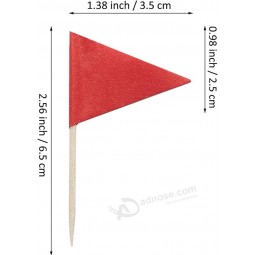 100 Pcs Solid Red Toothpick Flags Small Mini Plain Red Color Triangle Stick Cupcake Toppers Flags DIY Decoration