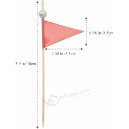 Fisottey Adornos de cupcakes rojos Banderas triangulares Mini bandera de palillo de dientes pequeño en blanco Etiquetado de color sólido Decoración de bricolaje 50 piezas