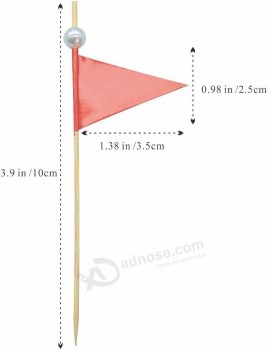 Fisottey Red Cupcake Toppers Triangle Flags Mini Small Toothpick Stick Flag Blank Solid Color Labeling DIY Decoration 50 Pcs
