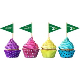 Golf thema tandenstoker vlaggen, 20 stuks Par 2 Let's Par-Tee verjaardag Golf Cocktail Picks Mini Stick Cupcake Toppers vlaggen voor Par 2 Golf