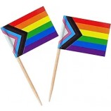 100 Pcs Progrès Fierté Arc-en-ciel Drapeau Arc-en-ciel Cure-dents Drapeaux, Petit Mini LGBT Cupcake Toppers Bâton drapeaux - Arc-en-ciel Mardi Gras Événements