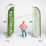 Set di bandiere di piume LookOurWay, bandiera pubblicitaria da 12 piedi con pali in fibra di vetro e picchetto per la promozione aziendale, toelettatura per animali domestici (verd