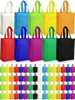 100 Pcs Non Woven Tote Bags Large Reusable Gift Grocery Bags Foldable Fabric Shopping Bags Multi Color Party Treat Bag Reusable Goodie Bags