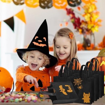 100 pz borse in tessuto non tessuto sacchetto regalo riutilizzabile con manici shopping tote borse generi alimentari goodie party treat bags bomboniere (nero)