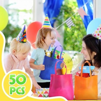 50 Pcs Non Woven Reusable Bags Multi Color Tote Gift Bags Blank Bags Bulk Fabric Grocery Bags for Shopping