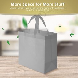 100 Stück wiederverwendbare Tragetaschen Tasche Set Vlies-Einkaufstasche mit Griffen Stoff tragbare Tragetasche Bulk für Shopping-Events Party (grau)