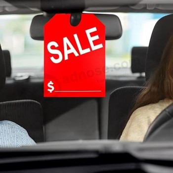 50パックカーセールタグミラーハングタグ、販売のための車のディーラー、8.5 x 11.5インチ販売価格カーミラーハングタグ(赤)
