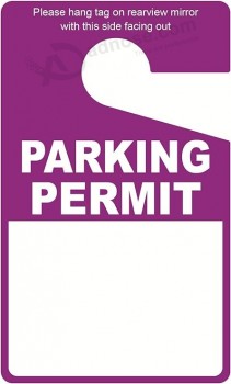 Purple Parking Permit Hang Tag,50pcs 3x5 inch Purple Plastic Parking Permit Mirror Hang Tags for Car,Interior Rearview Mirror