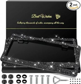 2 упаковки Bling Рамки номерных знаков для женщин, сверкающие стразы с бриллиантами Автомобильные аксессуары д
