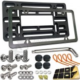 Soporte de placa de matrícula delantera: kit de montaje de parachoques universal, adaptador de soporte de etiqueta de automóvil y cubierta de placa de aluminio negro, para camión d