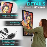 LED 백라이트 영화 포스터 프레임 - 16 x 24 포스터용 검은색 시네마 박스, 그림 및 그림용 액자 벽 예술 조명, 디지털 사이니지 디스플레이