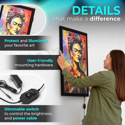 LED-hintergrundbeleuchteter Filmplakatrahmen - 16 x 24 schwarze Kinobox für Poster, gerahmte Wandkunstleuchten für Gemälde und Bilder, Digital Signage Display