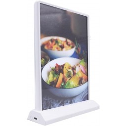 Caja de luz LED, soporte de soporte para letreros, pantalla de escritorio recargable, mesa publicitaria de doble cara, marcos de exhibición de papel
