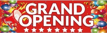 Tatuo Grand Opening Banner, 3 x 10 ft New Store Grand Opening Sign and Rope, Oxford Cloth Grand Opening Party Supplies