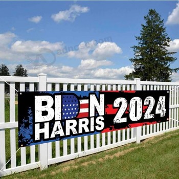 バイデンハリス2024フラグラージバナー屋外装飾トランプ2024バナー看板ヤード広告屋外&屋内吊り下げ装飾98'' x 18''