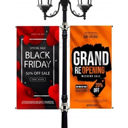 Banner de poste de alumbrado público personalizado de 30 x 60 pulgadas - Tela a prueba de rasgaduras con impresión de doble cara - Banner de poste personalizado para promociones de
