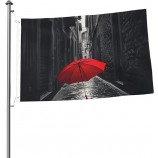 Bandera Banderas de 2x3 pies Bandera de doble cara Bandera de patio exterior Paraguas rojo Calle oscura Bandera de jardín divertido Banderas de patio de bienvenida para el jardín d