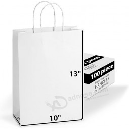 Geschenktüten aus Papier mit Griffen. [100 Beutel] 10 x 5 x 13 ideal zum Einkaufen, Verpacken, Einzelhandel, Party, Basteln, Geschenke, Hochzeit