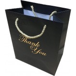Sacchetti Regalo Grazie Neri - 8x10 Misura Media - 12 Sacchetti - Sacchetti per Business Small - Borse Boutique in Lamina d'Oro