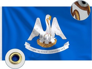 Bradford Embroidered Louisiana State Flag 4x6 feet Outdoor, Heavy Duty LA Louisiana Flags Made in USA, State of Louisiana Flag with 2 Brass Grommets