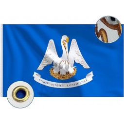 Bradford bestickte Louisiana State Flagge 4x6 Fuß im Freien, schwere LA Louisiana Flaggen hergestellt in den USA, Bundesstaat Louisiana Flagge mit 2 Messingösen