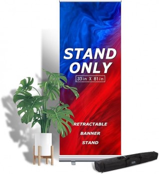 Retractable Banner Stand 33"x81" Standard Premium Aluminum Roll Up Banner Stand Advertising Display for Trade Shows Stand
