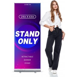 Retractable Banner Stand for Display Aluminum Alloy Retractable Banners Roll Up Banner Stand for Business Exhibition 24×63 Inch
