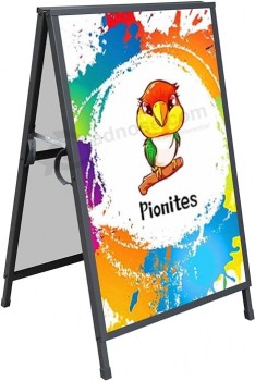 Heavy Duty Slide-in pieghevole A Frame Segno Marciapiede 24x 36 pollici Pannello sandwich Acciaio Metallo Doppio lato Cartello per pavimentazione ondulato