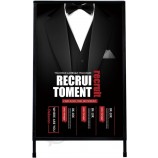 Panneau de trottoir extérieur à cadre en A 24 x 36 pouces Panneau sandwich, acier enduit noir Métal double face, support de panneau à cadre pliant coulissant robuste