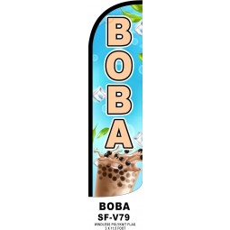 Boba Windless King Sized Flag Sign | 3 ft x 11.5 ft Flags Advertising Marketing Sign | Weatherproof Polyester Flags for Boba Tea Business