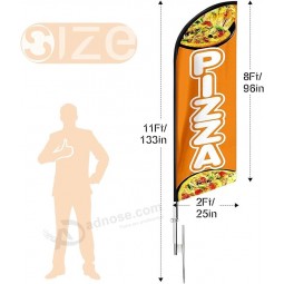 Pizza Swooper Flag, Pizza Restaurant Feather Flag Pole Kit with Ground Stake, 11FT Advertising Feather Banners for Pizza Restaurant Business