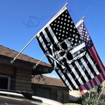 Bandiere pirata per esterni 3x5, bandiera unica con teschio e ossa incrociate all'aperto, grande striscione ribelle scheletrico spaventoso di Halloween