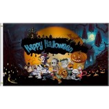 Halloween Terror Nachtvlag 3x5 Ft Groot, 100D Glad Satijn voor Matig-Buiten&Binnen, 36x60inch Gelukkige Halloween Banner