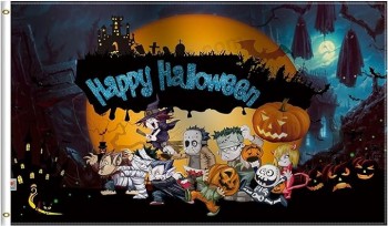 Halloween Terror Night Flag 3x5 Ft Large, 100D raso liscio per moderato-Outdoor & Indoor, 36x60 pollici felice Halloween Banner