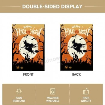 Halloween Garden Flag Halloween Yard Decorazione Esterna 12 x 18 Pollici Doppio Lato Lavabile Poliestere