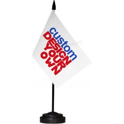 Anley Custom Desk Flag Set - 5 x 8 IN Drapeau de bureau miniature unilatéral avec poteau solide de 12 
