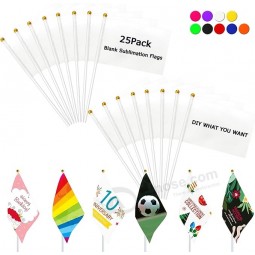 25 Pack Solid White Blank Flags Small Mini White DIY Graffiti Flags on Stick,Party Decorations for Grand Opening,Kids Birthday,Carnival