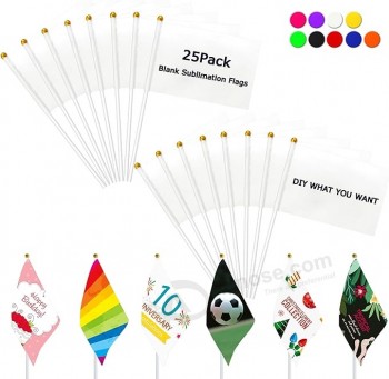 25 Pack Solid White Blank Flags Small Mini White DIY Graffiti Flags on Stick,Party Decorations for Grand Opening,Kids Birthday,Carnival