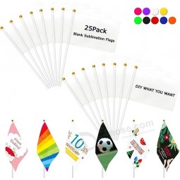 25 Pack solide blanc blanc blanc drapeaux petits Mini blanc bricolage Graffiti drapeaux sur bâton, décorations de fête pour grande ouverture, anniversaire des enfants, carnaval