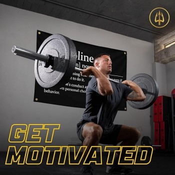 Bannière de gymnase de motivation Trident Trident d’or - Inspirez votre entraînement avec cette bannière - Décoration murale de remise en forme parfaite pour salle de sport, dortoi