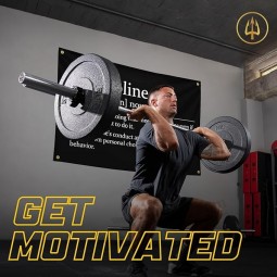 Goldenes Dreizack-Disziplin-Motivations-Gym-Banner - inspirieren Sie Ihr Training mit diesem Banner - perfekte Fitness-Wanddekoration für Fitnessstudio, Wohnheim