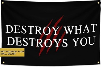 Goldener Dreizack zerstört, was Sie zerstört motivierendes Gym-Banner - inspirieren Sie Ihr Training mit diesem Banner - perfekte Fitness-Wanddekoration für Gym